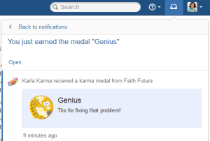 Awards for Confluence (previously Karma) > User Guide Release 1.0 > Karma_Medal_Notifications.PNG